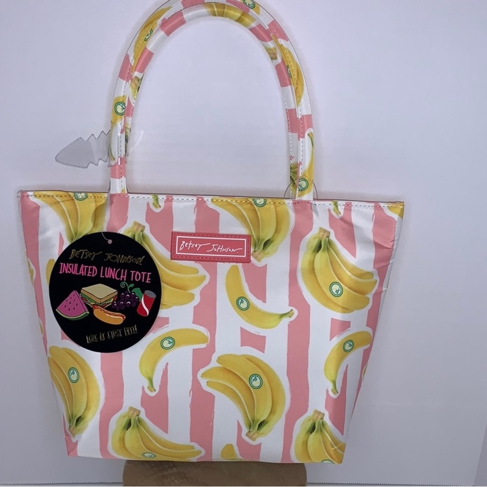 Betsey Johnson Pink and Yellow Banana 🍌 Insulated Lunch Tote